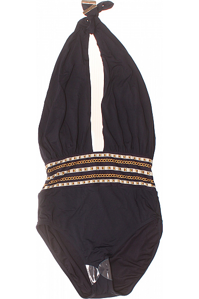 MICHAEL KORS jednodílné plavky za krk zlaté řetízky černé Velikost 10 | MICHAEL KORS | obrázek 2