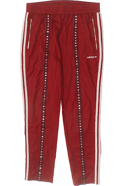 ADIDAS Dámské Tepláky červené Pruhované S Lampasem Velikost L