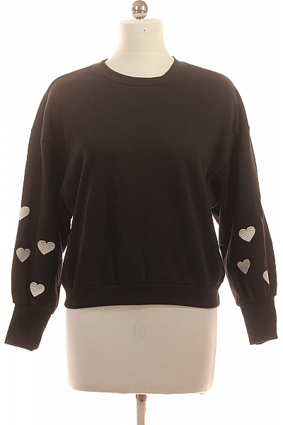 ONLY Dámská černá mikina s dlouhým rukávem a potiskem srdíček Velikost M | ONLY | obrázek 2