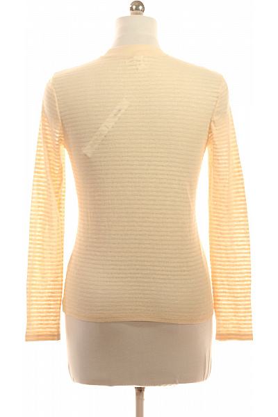 Dámská halenka s dlouhým rukávem béžová pruhovaná bavlněná průsvitná Velikost 40 | Unimoda | obrázek 3