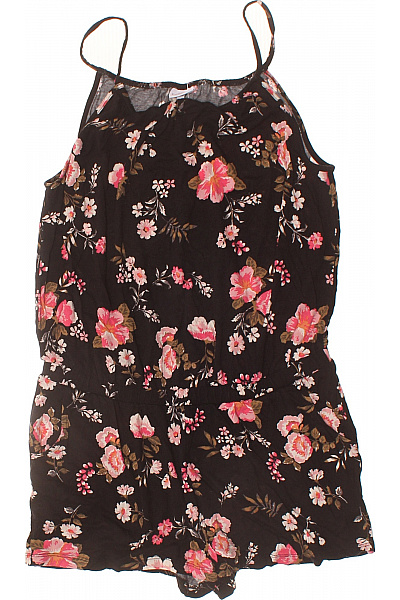 Lascana Dámský černý Květovaný Overal Bez Rukávů Velikost 38+