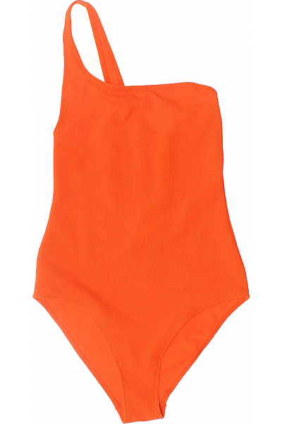 Dámské jednodílné plavky oranžové asymetrické žebrované moderní Velikost 36 | Unimoda | obrázek 2