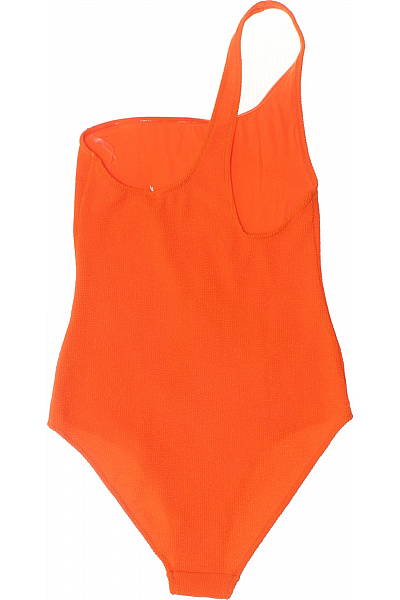 Dámské jednodílné plavky oranžové asymetrické žebrované moderní Velikost 36 | Unimoda | obrázek 3