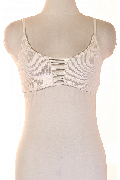 Guess Dámské Bílé žebrované Plavky Crop Top S Průstřihy Velikost M/L