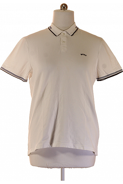Hugo Boss Pánské Bílé Polo Tričko S Krátkým Rukávem A Výšivkou Vel. XL