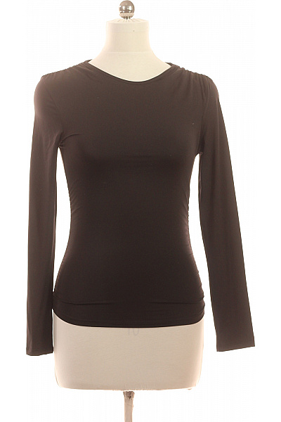 PIECES Dámské Tričko S Dlouhým Rukávem Jednobarevné Basic černé Velikost M