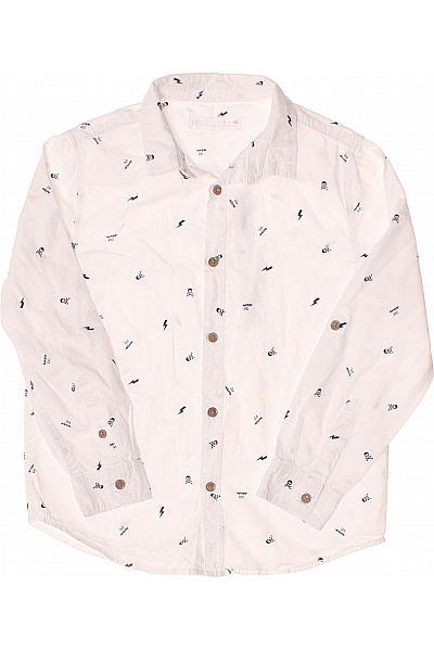 ZARA Dětská Chlapecká Košile S Potiskem Blesků A Lebek Bílá Velikost 122