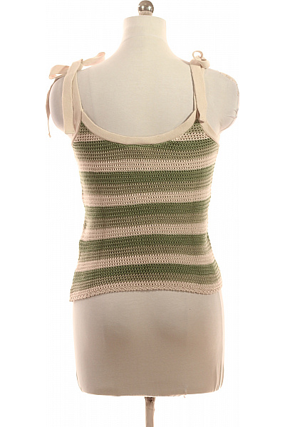 Dámské zelené pruhované háčkované tílko s mašlí Velikost M | Unimoda | obrázek 2