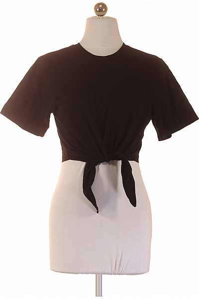 Dámské Bavlněné Tričko S Krátkým Rukávem A Uzlem černé Vel. 36