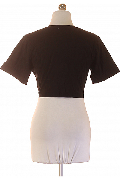 Dámské bavlněné tričko s krátkým rukávem a uzlem černé Vel. 36 | Unimoda | obrázek 2