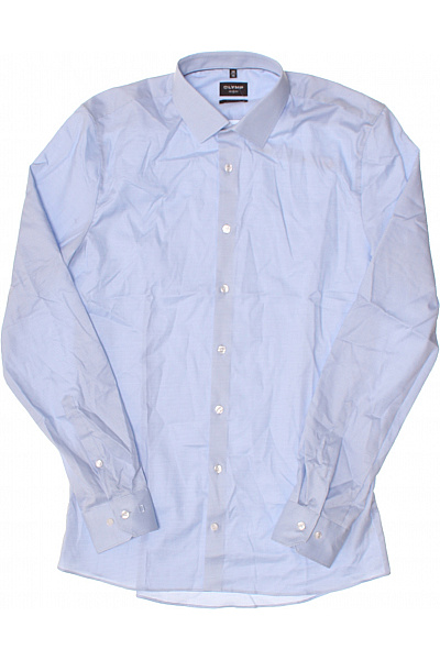 OLYMP Pánská Košile S Dlouhým Rukávem Elegantní Business Modrá Bavlněná Velikost 38