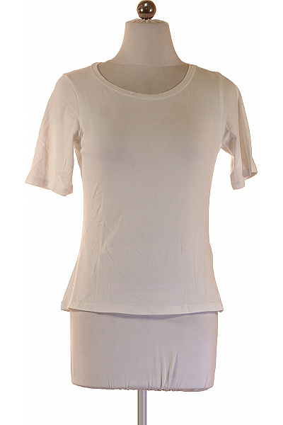 MORE & MORE Dámské Tričko Bílé S Krátkým Rukávem Basic Kulatý Výstřih Vel. 34