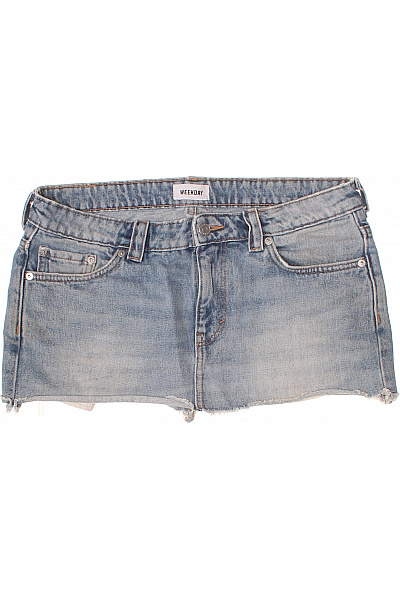 Weekday Dámská Džínová Mini Sukně S Kapsami A Třásněmi Velikost 40