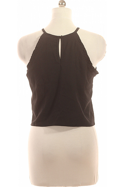 Dámské černé tričko bez rukávů s uzlem crop top Vel. 40 | Unimoda | obrázek 2