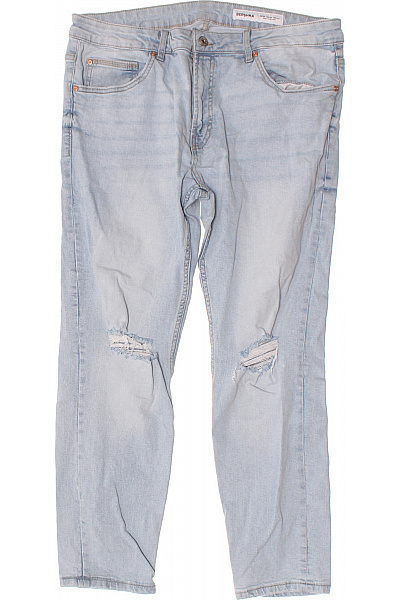 Bershka Dámské Džíny Modré Strečové S Dírami Velikost 44