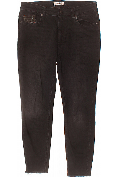 ONLY Dámské černé Džíny S Kamínky A Roztřepenými Nohavicemi Velikost 30