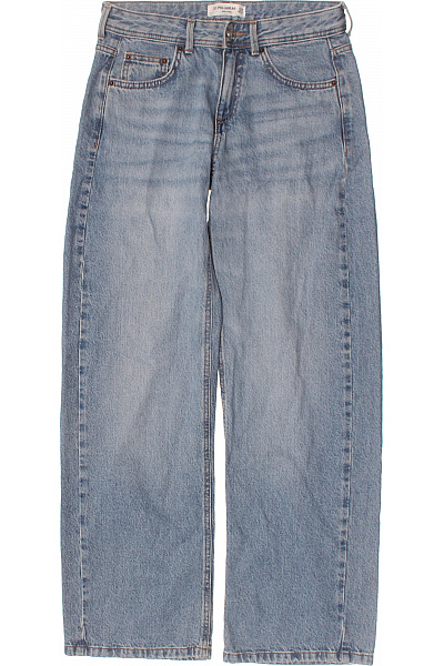 PULL&BEAR Dámské Džíny Modré Volné S Rozparkem Seprané Vel. 36