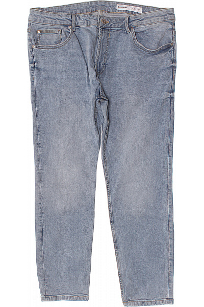 Bershka Pánské Džíny Modré Rovné Strečové Velikost EU 44