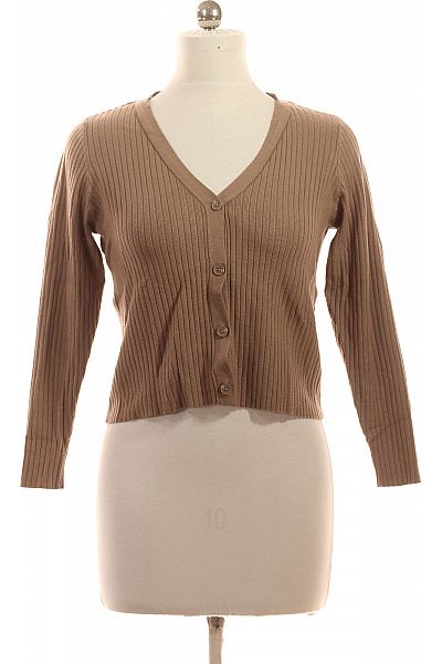 PIECES Dámský hnědý žebrovaný kardigan s dlouhým rukávem na knoflíky Velikost M | PIECES | obrázek 2