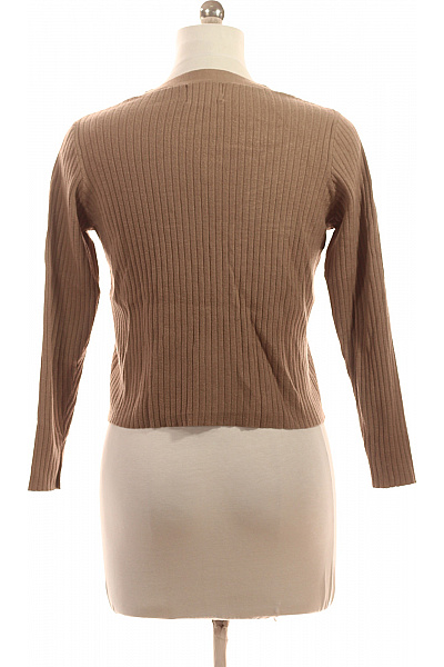 PIECES Dámský hnědý žebrovaný kardigan s dlouhým rukávem na knoflíky Velikost M | PIECES | obrázek 3