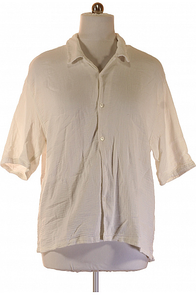 Bershka Pánské Bavlněné Košile S Krátkým Rukávem Bílá Ležérní Letní Vel. XL