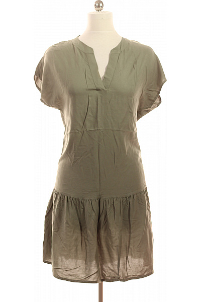 S.OLIVER Dámské šaty Krátký Rukáv Zelené Volnočasové Boho Vel. EU 42