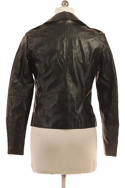 VILA Dámská černá koženková bunda biker křivák se zipem moderní Velikost M | VILA | obrázek 2