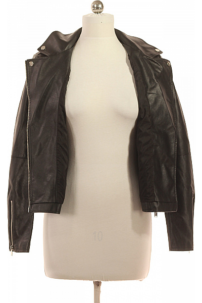 VILA Dámská černá koženková bunda biker křivák se zipem moderní Velikost M | VILA | obrázek 3