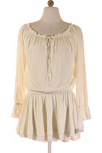 Bershka Dámská Halenka S Dlouhým Rukávem A Gumou V Pase Boho Volná Vel. S