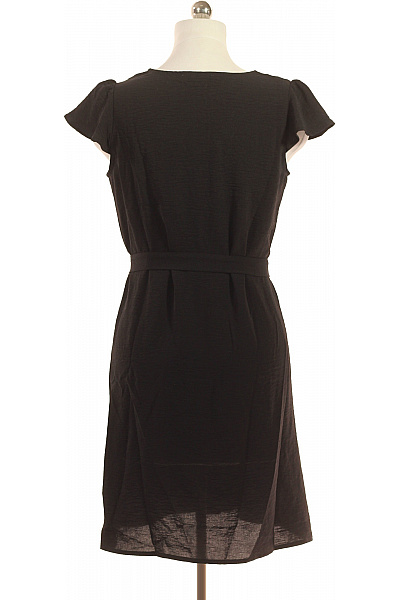 dámské šaty krátký rukáv černé s páskem volnočasové Vel. 38 | Unimoda | obrázek 2