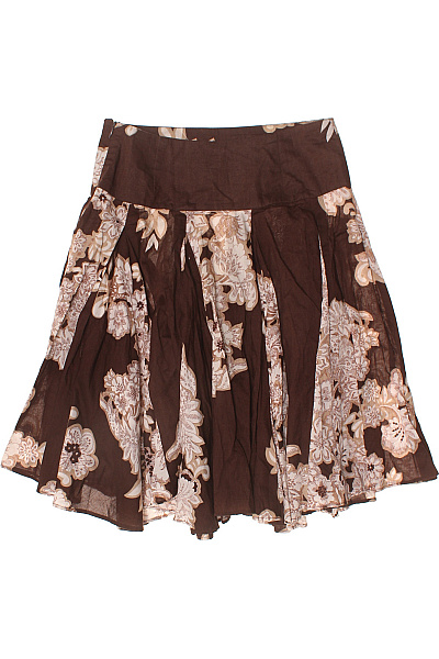 ZARA Dámská hnědá květinová bavlněná sukně midi plisovaná Velikost EU S | ZARA | obrázek 3