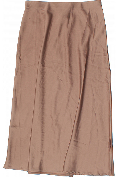 Y.A.S Dámská Midi Sukně Hnědá Saténová Elegantní Splývavá Velikost M