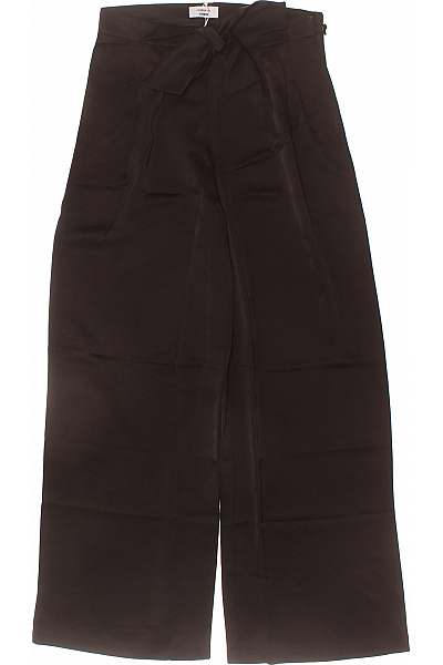 Dámské Saténové Kalhoty S Mašlí Hnědé Volnočasové Vel. 36