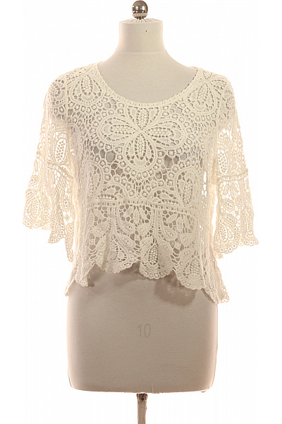 My Haily S Bílá Háčkovaná Halenka S Krátkým Rukávem Boho Styl Vel. M/L