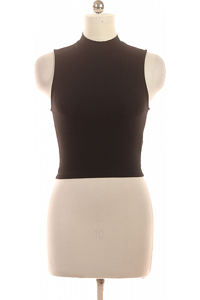 Dámské černé tričko bez rukávů crop top se stojáčkem Velikost 38 | Unimoda | obrázek 2