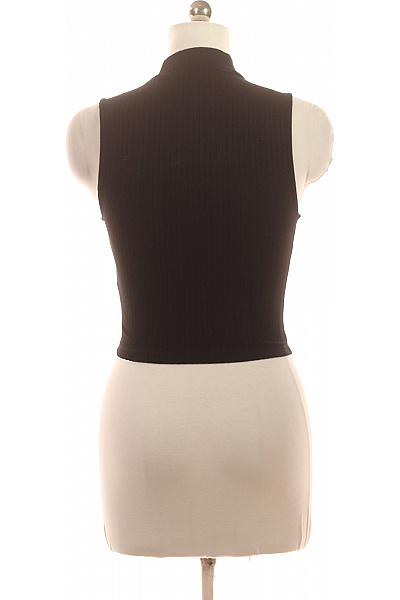 Dámské černé tričko bez rukávů crop top se stojáčkem Velikost 38 | Unimoda | obrázek 3