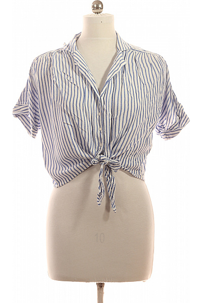 ONLY Dámská Pruhovaná Košile S Krátkým Rukávem Na Zavazování Letní Velikost M