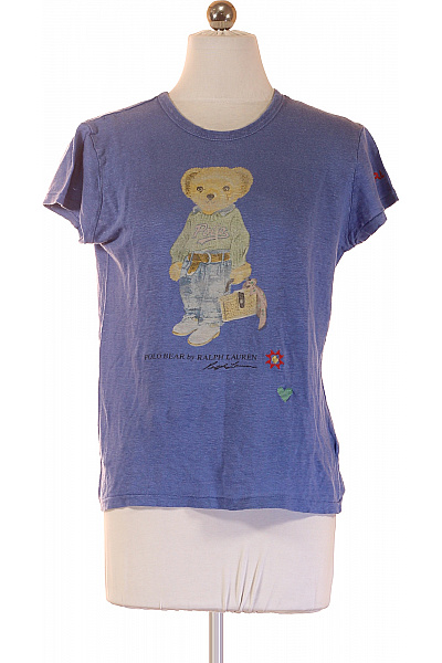 Ralph Lauren Modré Tričko S Krátkým Rukávem A Potiskem Medvídka Velikost EU XS