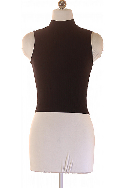 dámské tričko bez rukávů se stojáčkem jednobarevné basic crop top Velikost 36 | Unimoda | obrázek 2