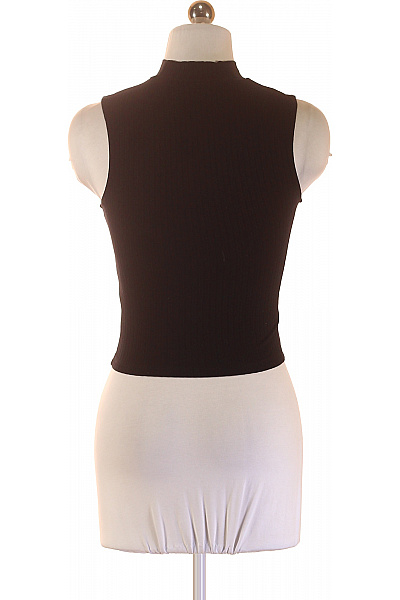 dámské tričko bez rukávů se stojáčkem jednobarevné basic crop top Velikost 36 | Unimoda | obrázek 3