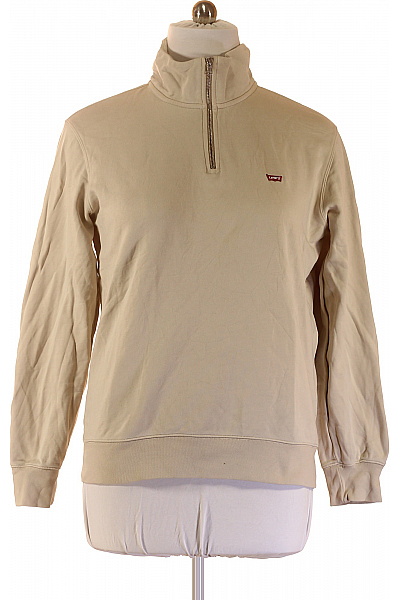 LEVIS Pánská Mikina Béžová S Dlouhým Rukávem Se Stojáčkem Na Zip Velikost M