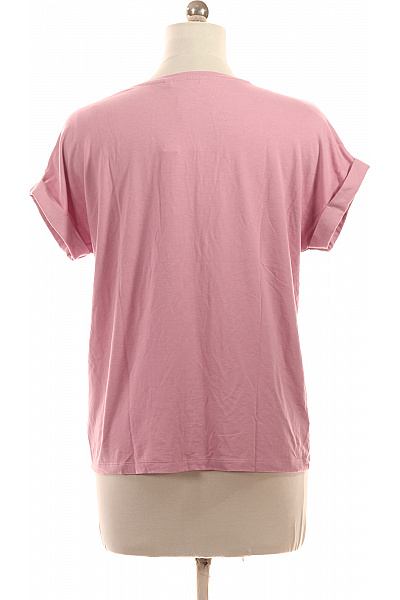 ONLY Dámské tričko s krátkým rukávem růžové jednobarevné basic Vel. m | ONLY | obrázek 3