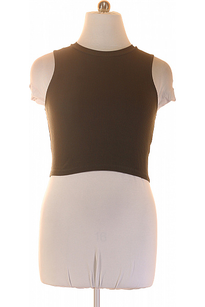 SELECT Dámské Tričko Bez Rukávů Khaki Crop Top Basic Vel. XL