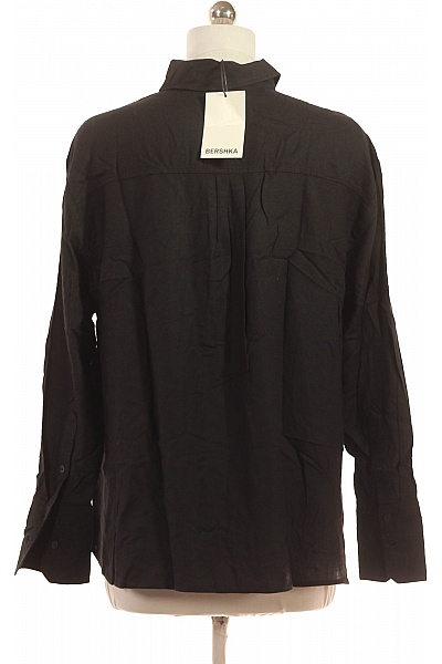 Bershka Dámská černá košile s dlouhým rukávem volná asymetrická ležérní Velikost S | Bershka | obrázek 2