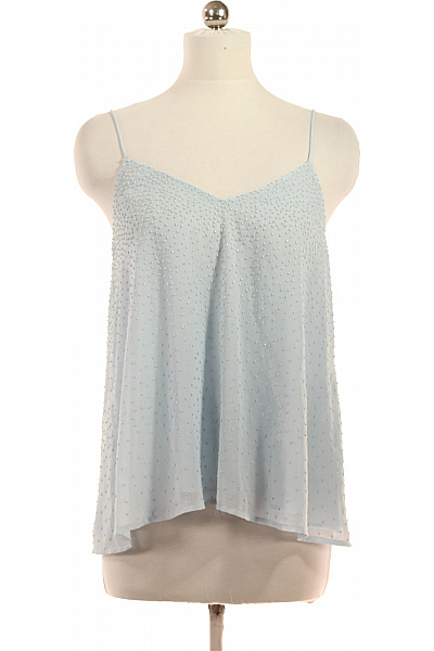 MARCCAIN Dámská Halenka Bez Rukávů S Kamínky Světle Modrá Velikost 4