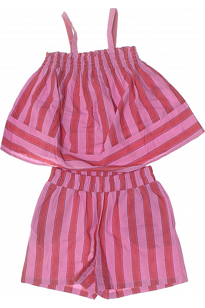 Next Růžová Pruhovaná Bavlněná Souprava Pro Dívky Velikost 134 Cm