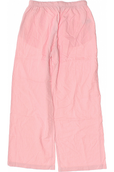 Bershka Dámské lněné kalhoty široké volnočasové růžové Vel. M | Bershka | obrázek 3