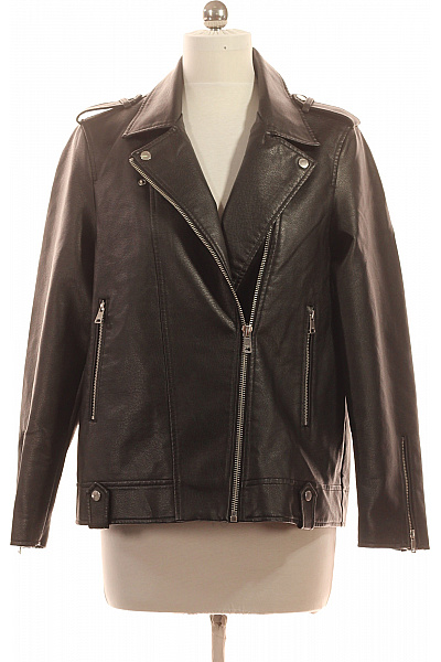 ONLY Dámská černá Koženková Bunda Biker Křivák Na Zip Velikost M