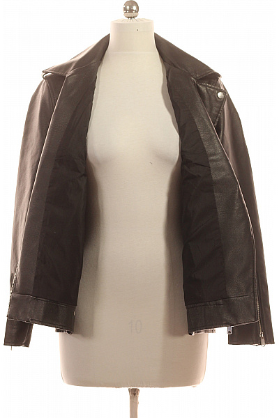 ONLY Dámská černá koženková bunda biker křivák na zip Velikost M | ONLY | obrázek 3