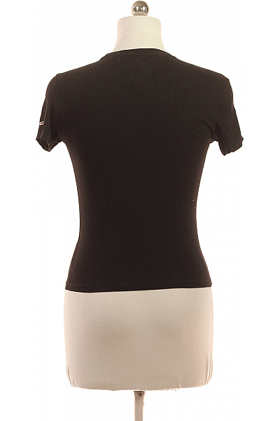 TOMMY HILFIGER dámské tričko s krátkým rukávem a potiskem černé bavlněné basic Velikost M | TOMMY HILFIGER | obrázek 2